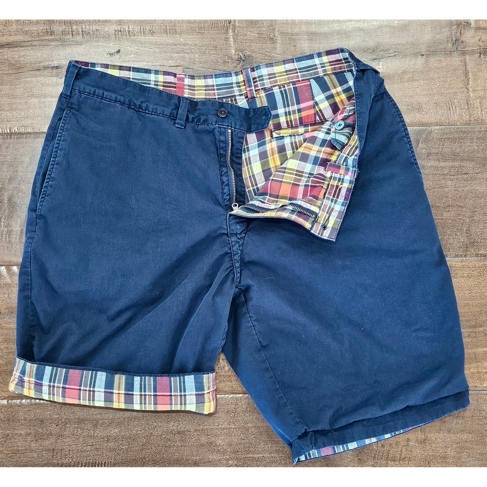 Vintage y2kPolo Ralph Lauren Mens Plaid Lined Chino Shorts Size 36 Flat Front